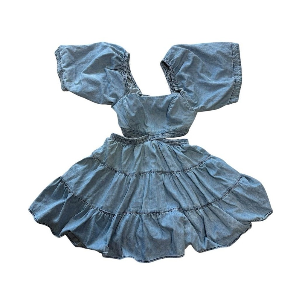 Free People Women's Cross‎ of Sunlight Denim Dress Blue Size S